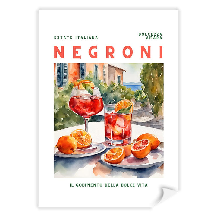 Negroni Cocktail Wall Art Print A4 (21 x 29.7cm) / Print Only / White Border from our Australian Made Framed Wall Art, Prints & Posters collection by Profile Products (Australia) Pty Ltd
