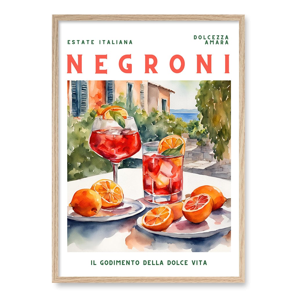 Negroni Wall Art Print A1 (59.4 x 84.1cm) / Natural Oak Frame / No Border from our Australian Made Wall Art collection by Profile Australia