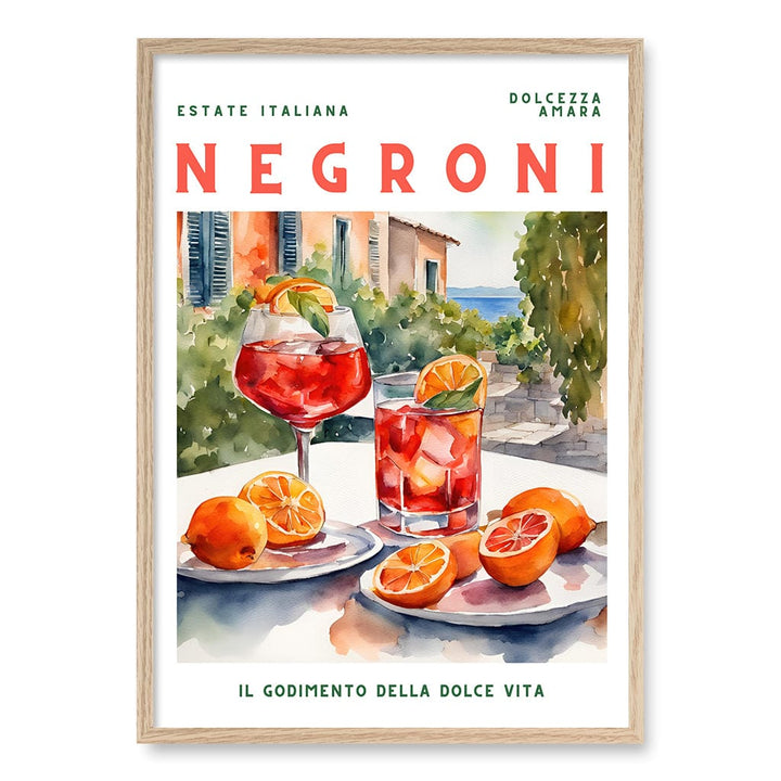 Negroni Wall Art Print A1 (59.4 x 84.1cm) / Natural Oak Frame / No Border from our Australian Made Wall Art collection by Profile Australia