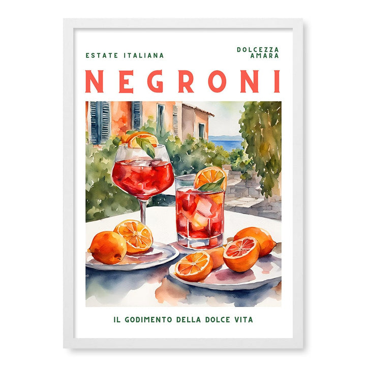 Negroni Wall Art Print A2 (42 x 59.4cm) / Matte White Frame / No Border from our Australian Made Wall Art collection by Profile Australia