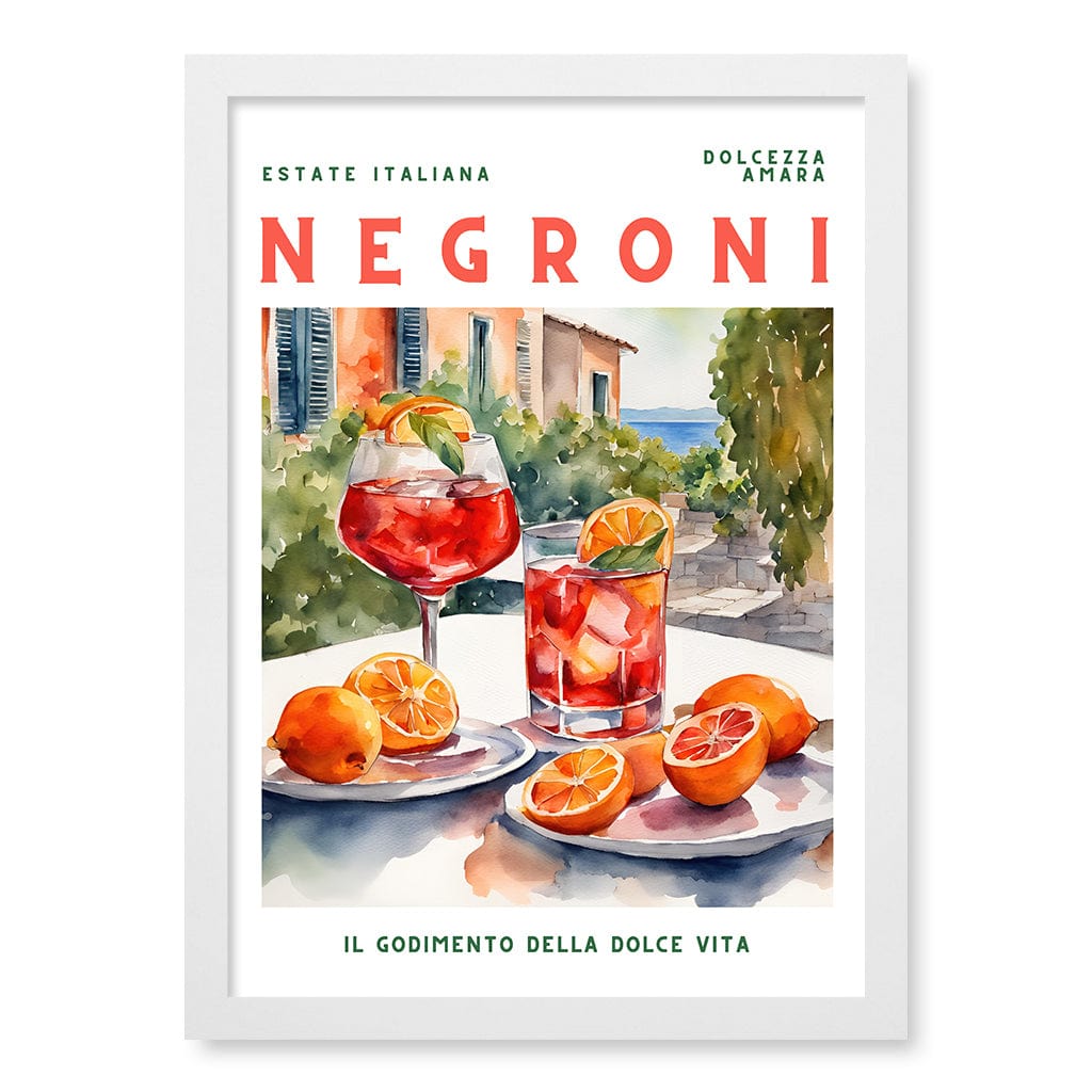 Negroni Wall Art Print A3 (29.7 x 42cm) / Matte White Frame / No Border from our Australian Made Wall Art collection by Profile Australia