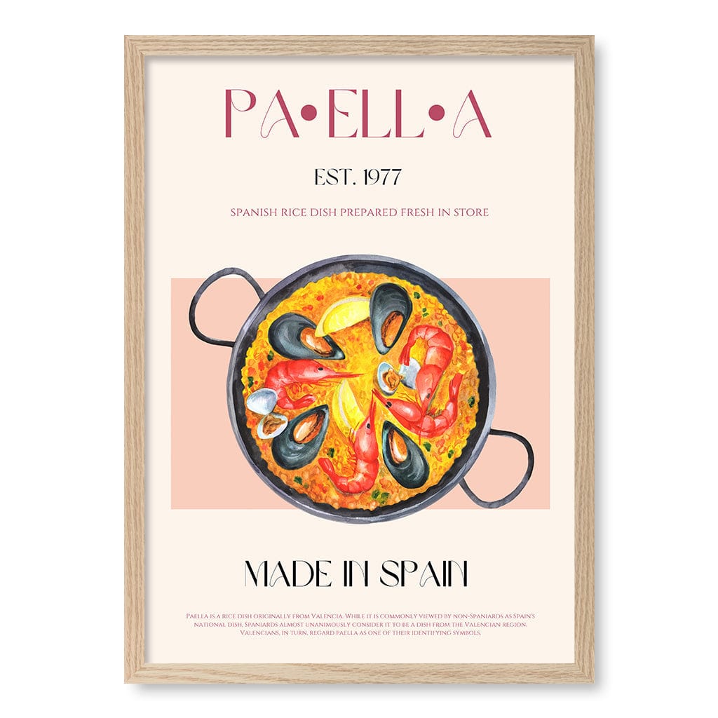 Paella Delight Modern Wall Art Print A4 (21 x 29.7cm) / Natural Oak Frame / No Border from our Australian Made Framed Wall Art, Prints & Posters collection by Profile Products (Australia) Pty Ltd
