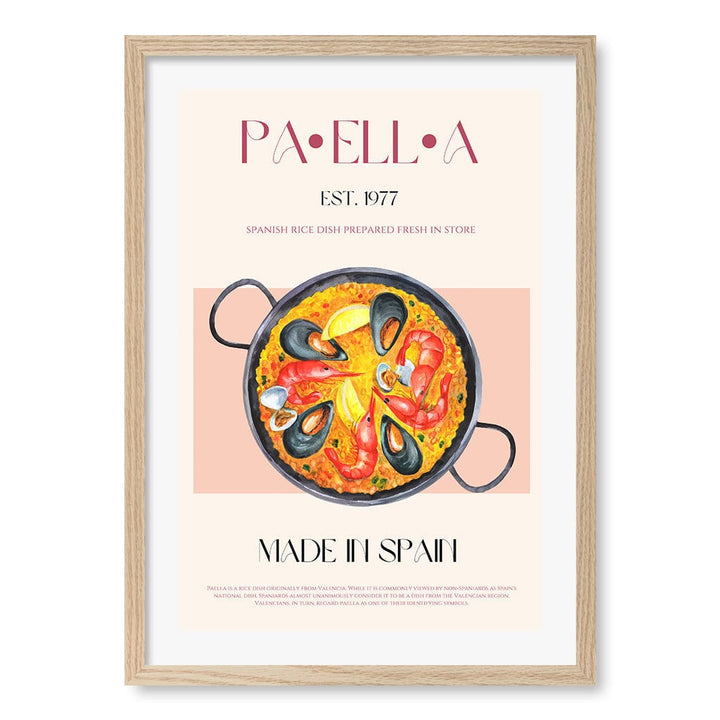 Paella Delight Modern Wall Art Print A4 (21 x 29.7cm) / Natural Oak Frame / White Border from our Australian Made Framed Wall Art, Prints & Posters collection by Profile Products (Australia) Pty Ltd