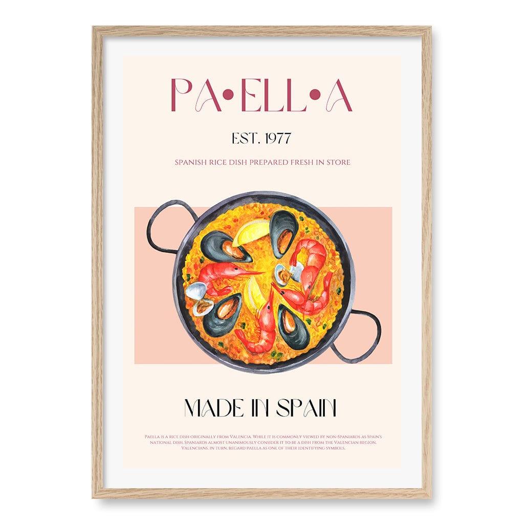 Paella Delight Wall Art Print A1 (59.4 x 84.1cm) / Natural Oak Frame / White Border from our Australian Made Wall Art collection by Profile Australia
