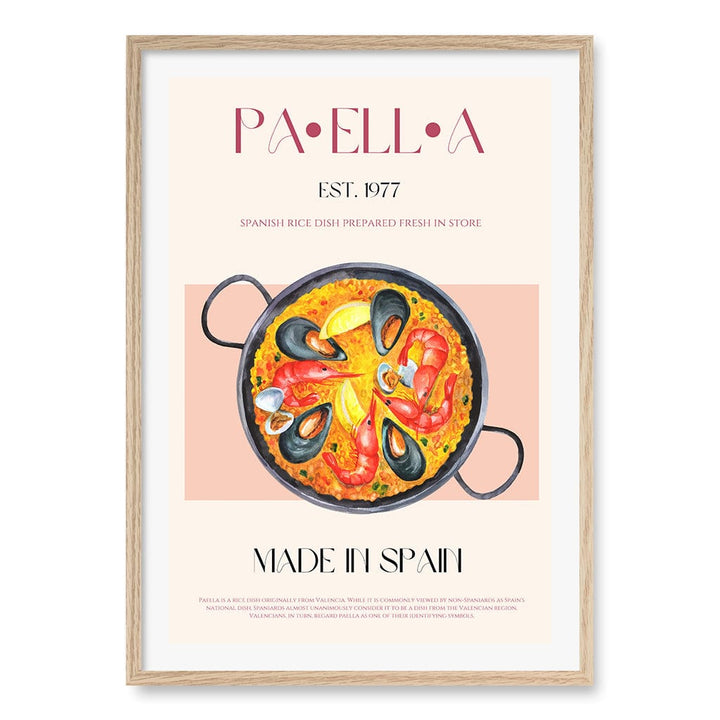 Paella Delight Wall Art Print A1 (59.4 x 84.1cm) / Natural Oak Frame / White Border from our Australian Made Wall Art collection by Profile Australia