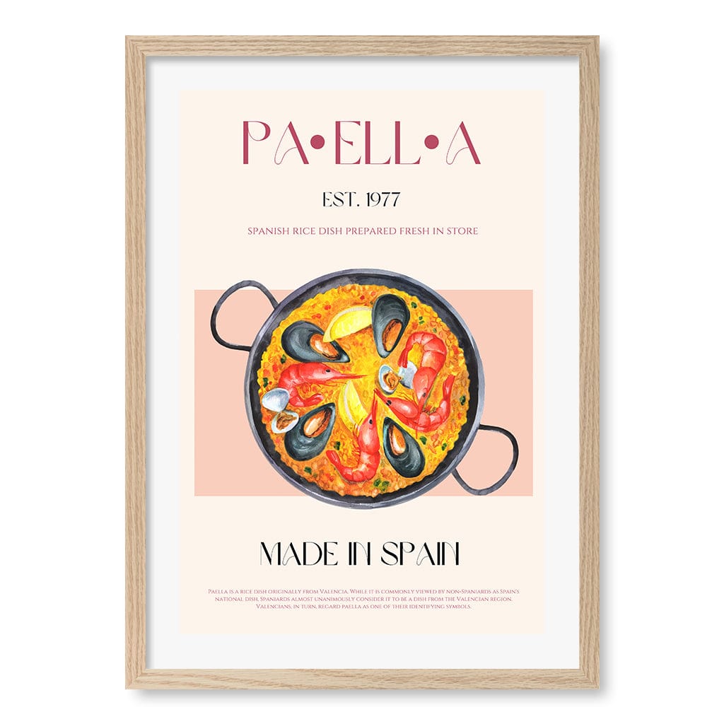 Paella Delight Wall Art Print A2 (42 x 59.4cm) / Natural Oak Frame / White Border from our Australian Made Wall Art collection by Profile Australia