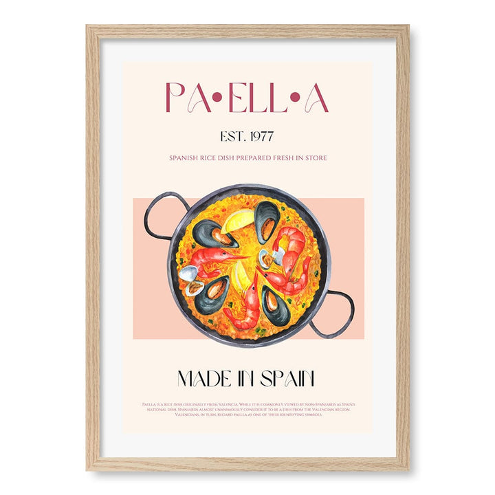 Paella Delight Wall Art Print A2 (42 x 59.4cm) / Natural Oak Frame / White Border from our Australian Made Wall Art collection by Profile Australia