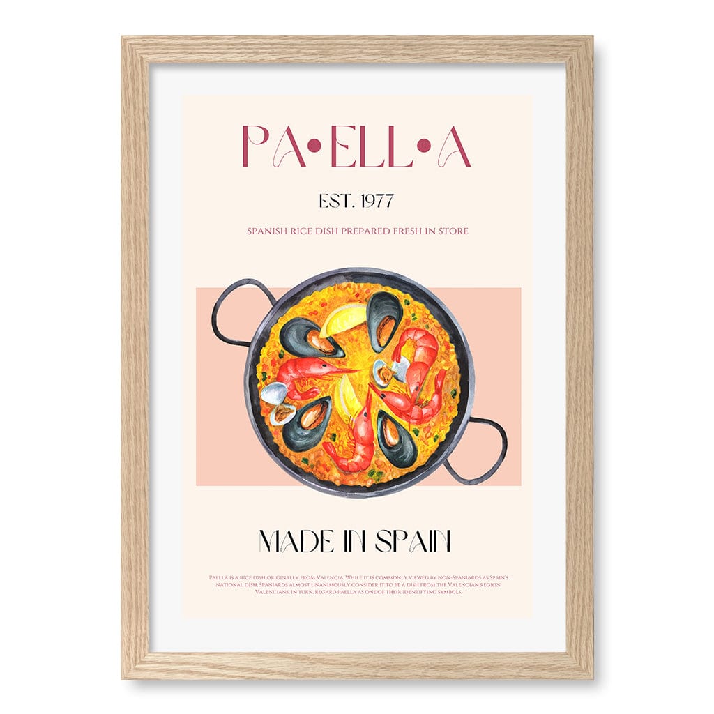 Paella Delight Wall Art Print A3 (29.7 x 42cm) / Natural Oak Frame / White Border from our Australian Made Wall Art collection by Profile Australia