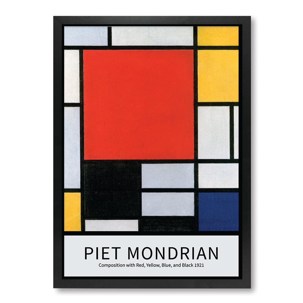 Piet Mondrian Composition Art Print A4 (21 x 29.7cm) / Matte Black Frame / No Border from our Australian Made Framed Wall Art, Prints & Posters collection by Profile Products (Australia) Pty Ltd
