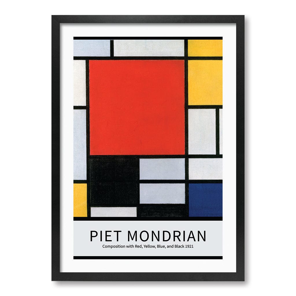 Piet Mondrian Composition Art Print A4 (21 x 29.7cm) / Matte Black Frame / White Border from our Australian Made Framed Wall Art, Prints & Posters collection by Profile Products (Australia) Pty Ltd
