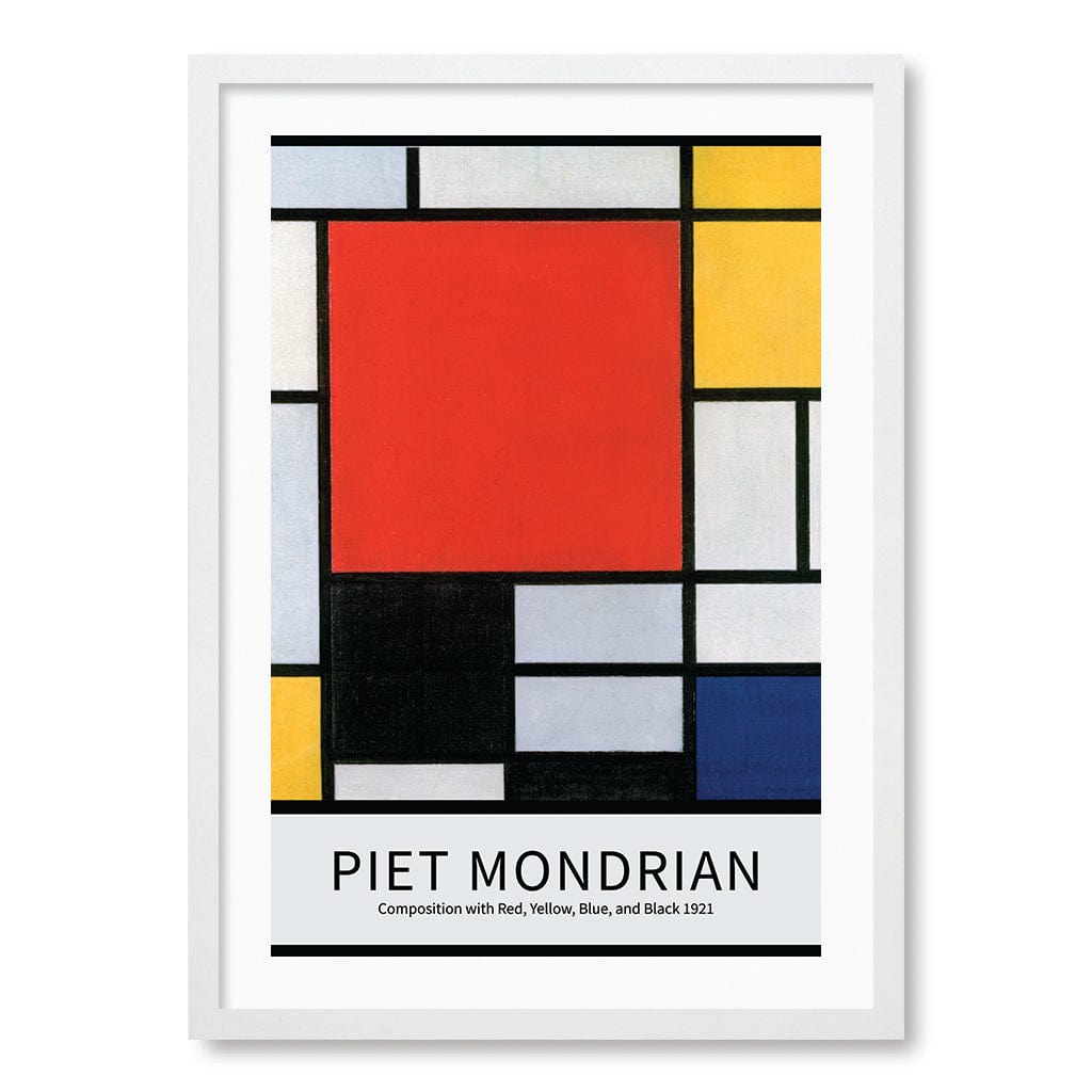 Piet Mondrian Composition Art Print A4 (21 x 29.7cm) / Matte White Frame / White Border from our Australian Made Framed Wall Art, Prints & Posters collection by Profile Products (Australia) Pty Ltd