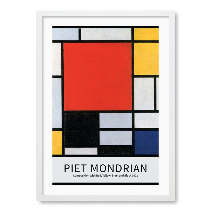 Piet Mondrian Composition Art Print A4 (21 x 29.7cm) / Matte White Frame / White Border from our Australian Made Framed Wall Art, Prints & Posters collection by Profile Products (Australia) Pty Ltd