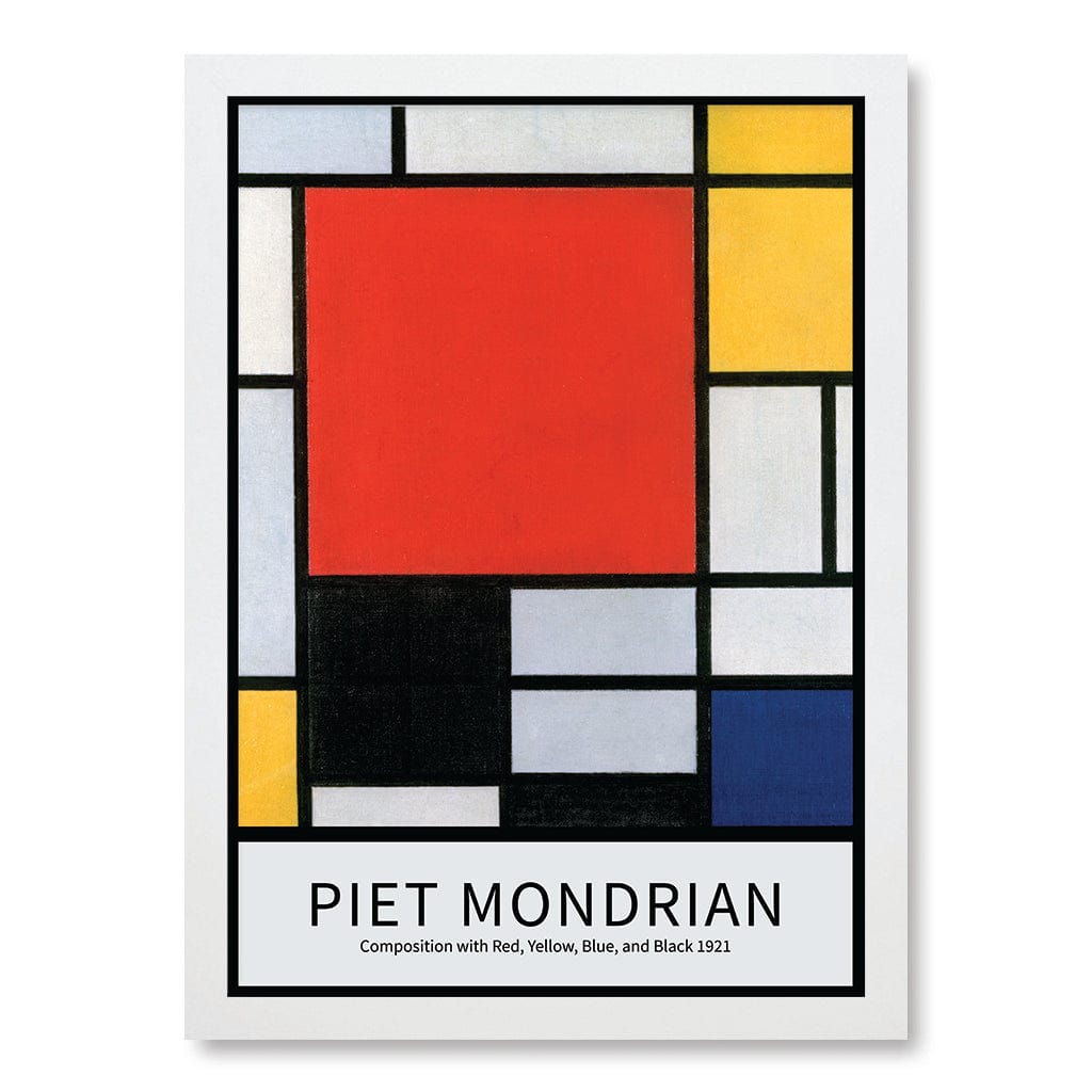 Piet Mondrian Composition Wall Art Print A3 (29.7 x 42cm) / Matte White Frame / No Border from our Australian Made Wall Art collection by Profile Australia