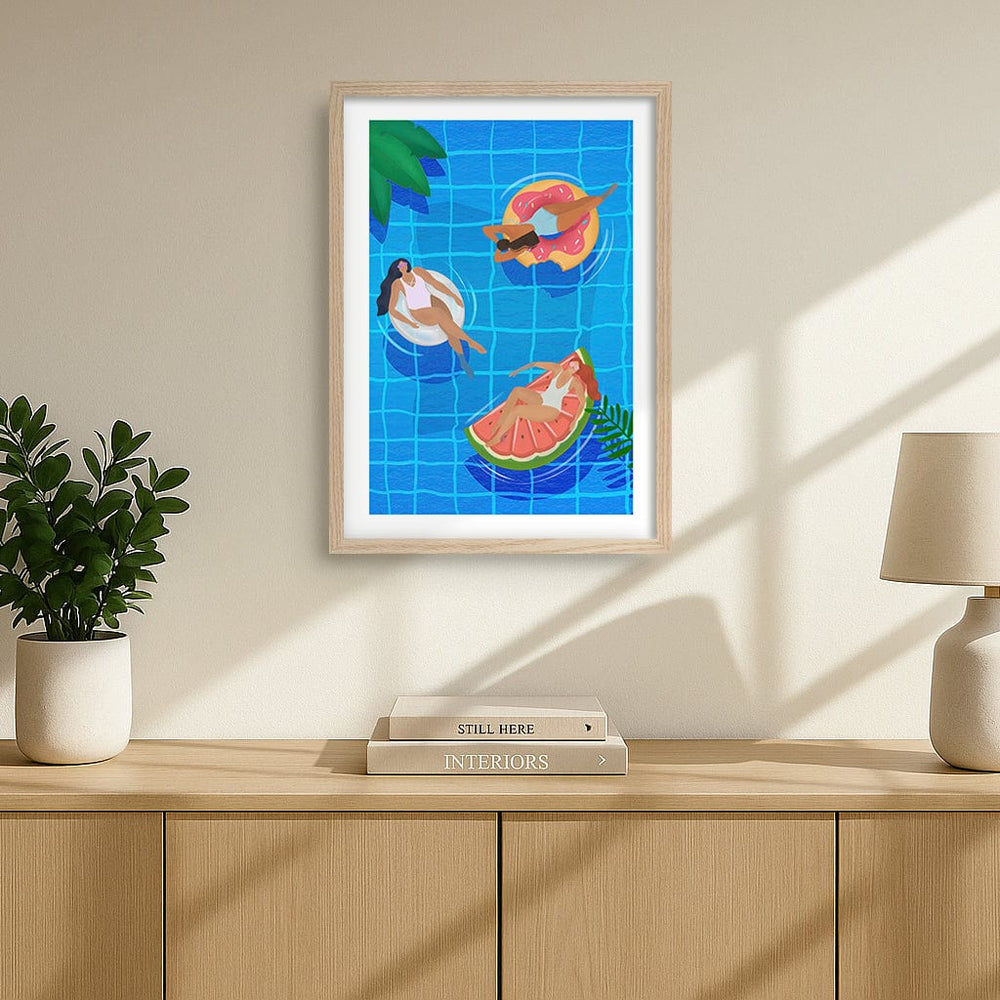 Pool Ladies Modern Wall Art Print by Petra Lizde from our Australian Made Framed Wall Art, Prints & Posters collection by Profile Products (Australia) Pty Ltd