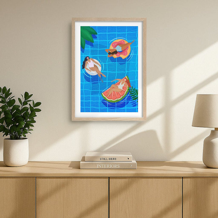 Pool Ladies Modern Wall Art Print by Petra Lizde from our Australian Made Framed Wall Art, Prints & Posters collection by Profile Products (Australia) Pty Ltd