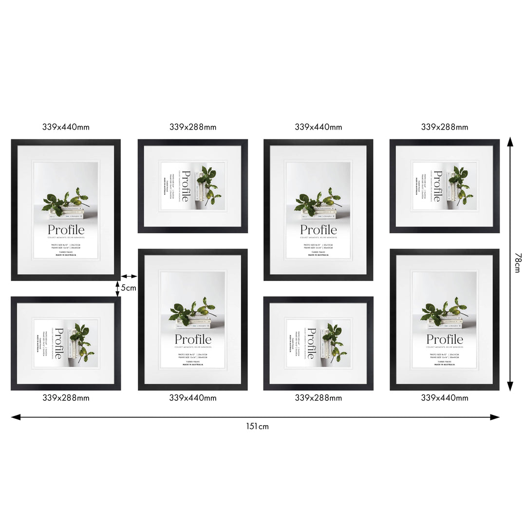 Profile Balanced Gallery Photo Wall Frame Set - 8 Frames from our Australian Made Picture Frames collection by Profile Products (Australia) Pty Ltd