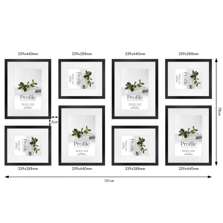Profile Balanced Gallery Photo Wall Frame Set - 8 Frames from our Australian Made Picture Frames collection by Profile Products (Australia) Pty Ltd
