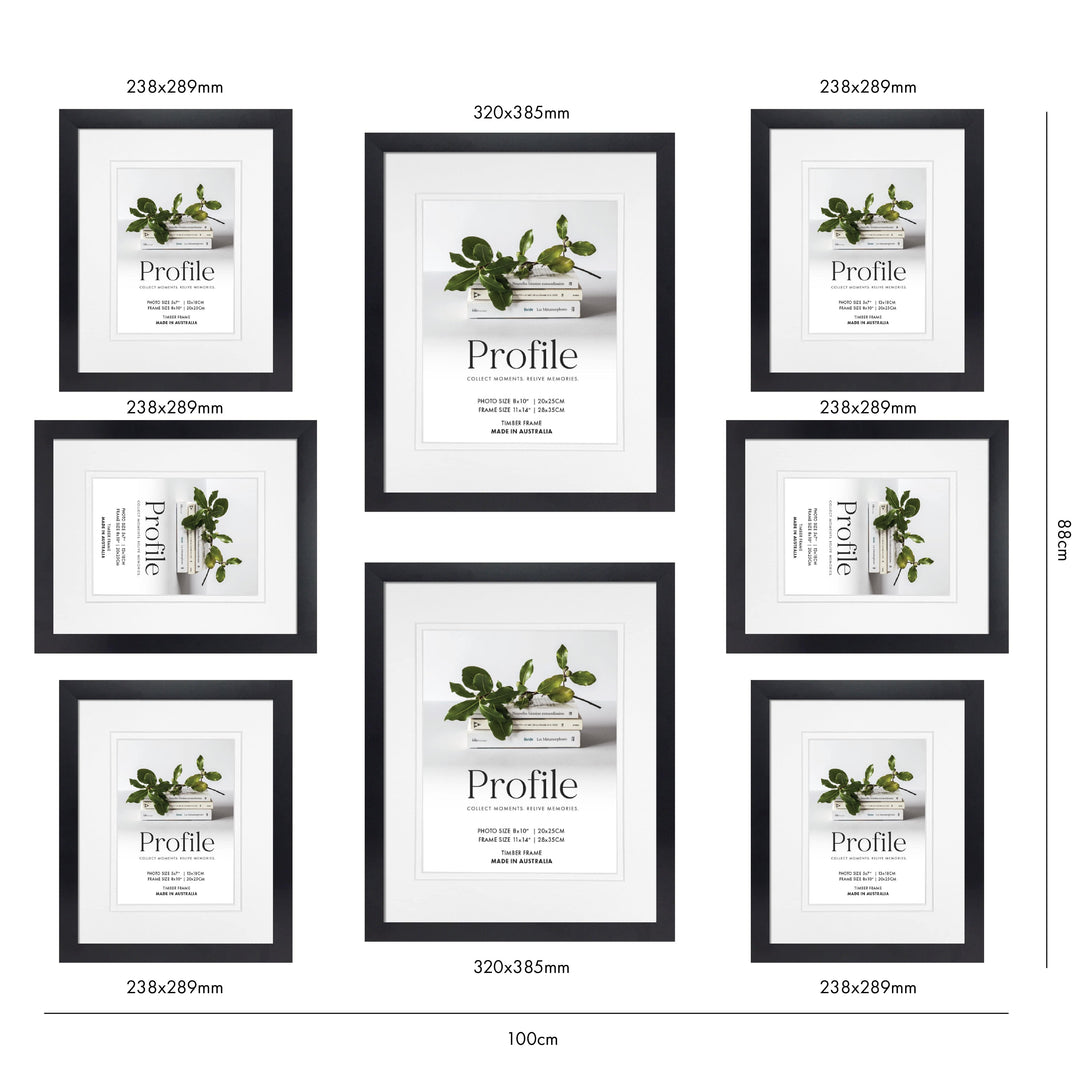 Profile Centered Gallery Photo Wall Frame Set - 8 Frames from our Australian Made Gallery Photo Wall Frame Sets collection by Profile Products (Australia) Pty Ltd