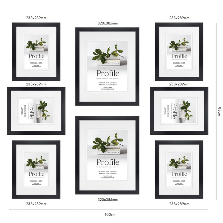 Profile Centered Gallery Photo Wall Frame Set - 8 Frames from our Australian Made Gallery Photo Wall Frame Sets collection by Profile Products (Australia) Pty Ltd