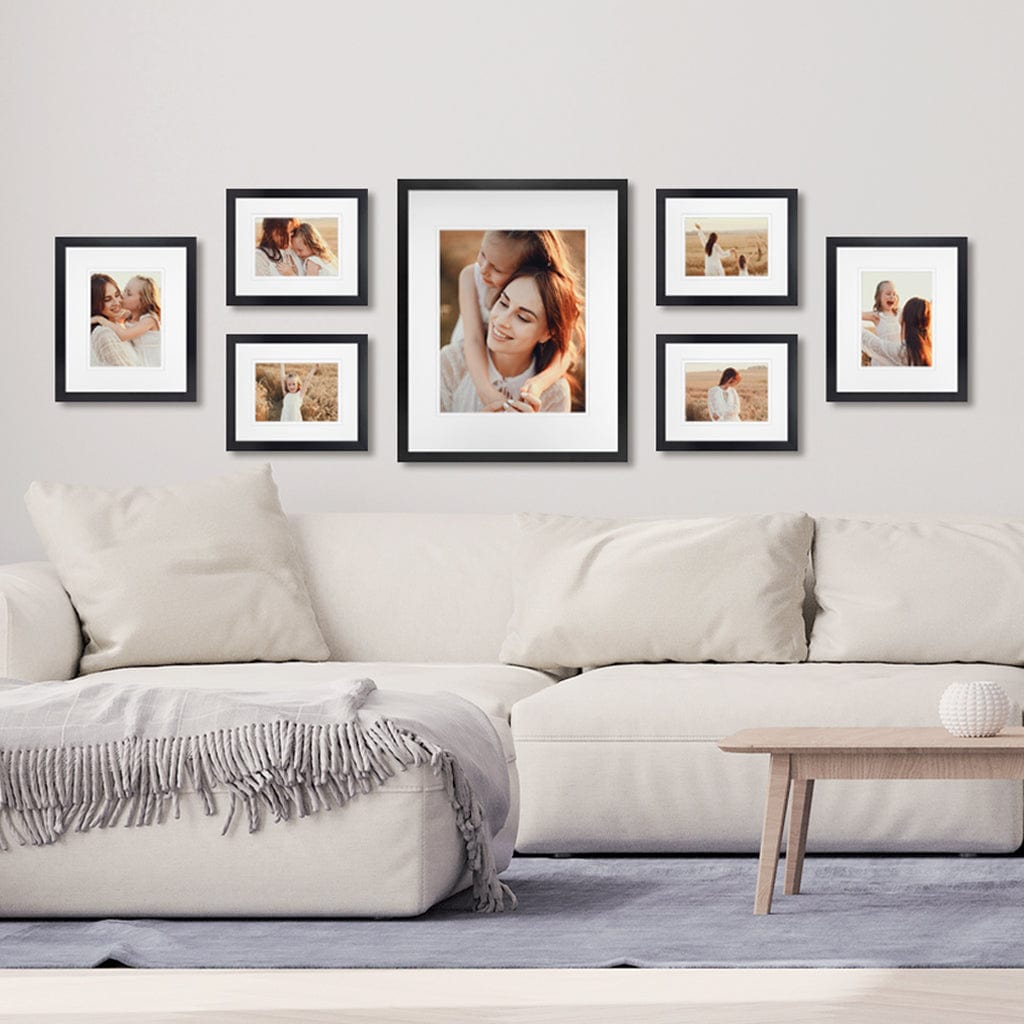 Profile Centrepiece Seven Gallery Photo Wall Frames - 7 Frames Black Gallery Wall Frame Set M from our Australian Made Gallery Photo Wall Frame Sets collection by Profile Products (Australia) Pty Ltd
