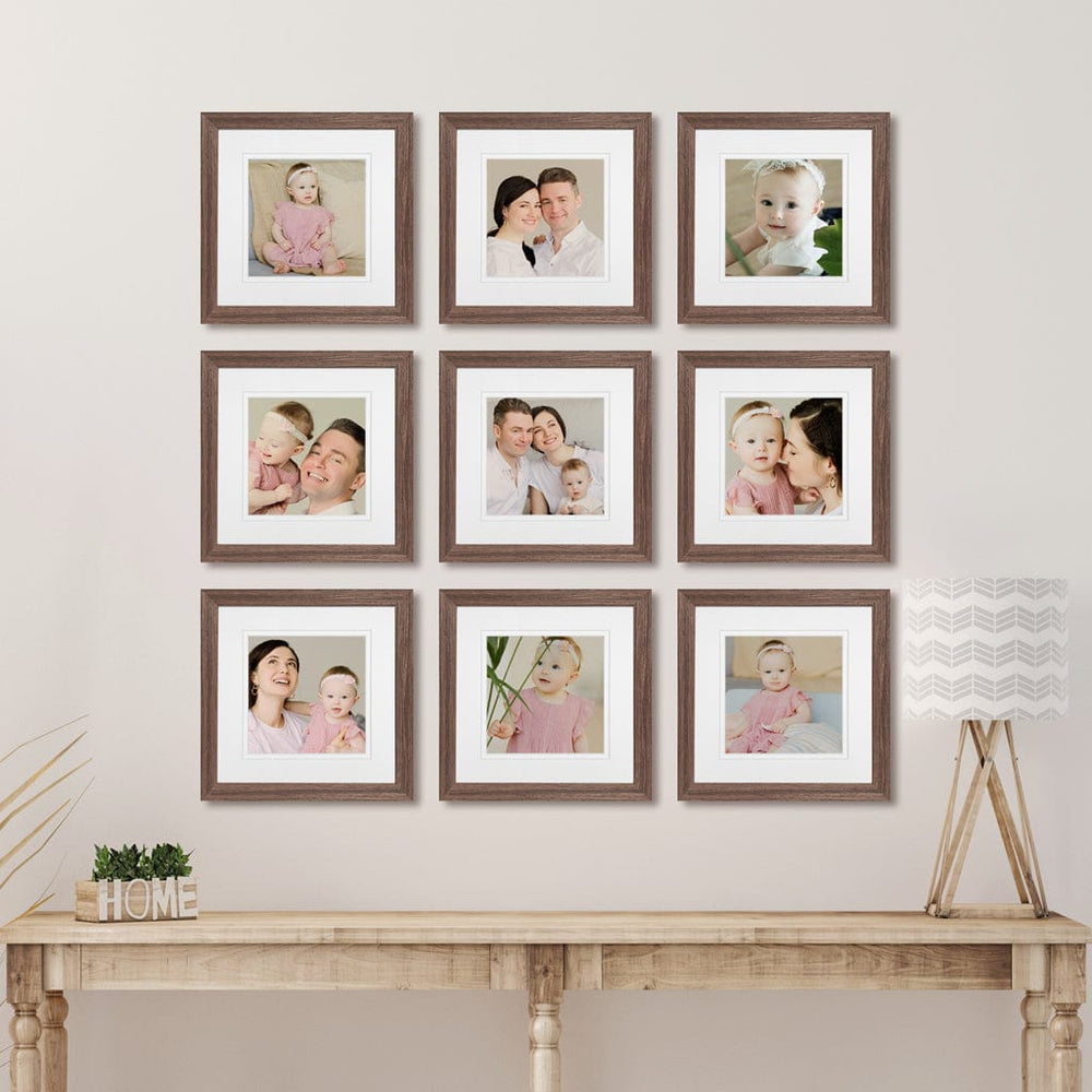 Profile Instagram Grid Gallery Photo Wall Frame Set - 9 Frames Chestnut Gallery Wall Frame Set G from our Australian Made Gallery Photo Wall Frame Sets collection by Profile Products (Australia) Pty Ltd