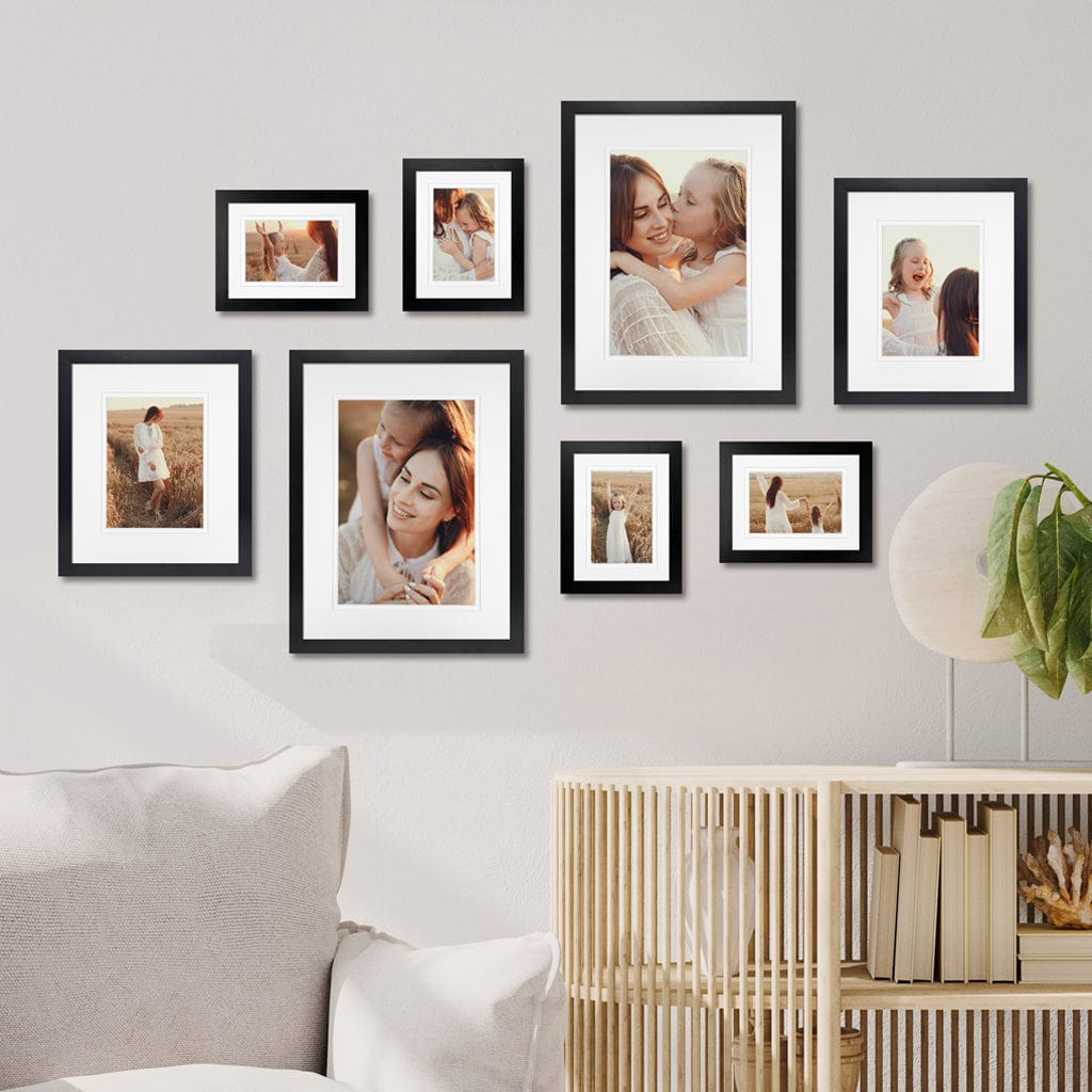 Profile Memory Montage Gallery Photo Wall Frames - 8 Frames Black Gallery Wall Frame Set J from our Australian Made Gallery Photo Wall Frame Sets collection by Profile Products (Australia) Pty Ltd