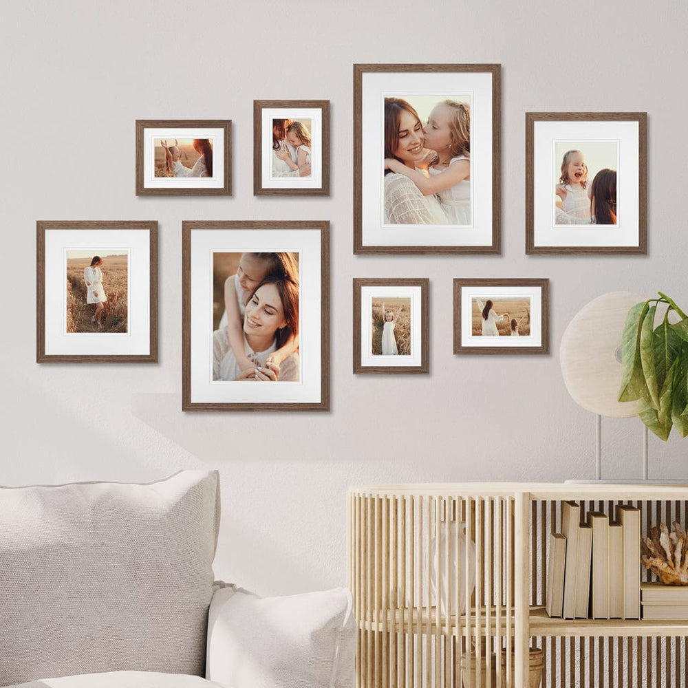 Profile Memory Montage Gallery Photo Wall Frames - 8 Frames Chestnut Gallery Wall Frame Set J from our Australian Made Gallery Photo Wall Frame Sets collection by Profile Products (Australia) Pty Ltd