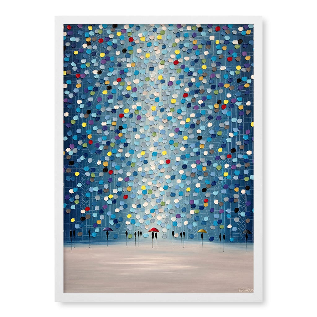 Raindrop Confetti Modern Wall Art Print A4 (21 x 29.7cm) / Matte White Frame / No Border from our Australian Made Framed Wall Art, Prints & Posters collection by Profile Products (Australia) Pty Ltd