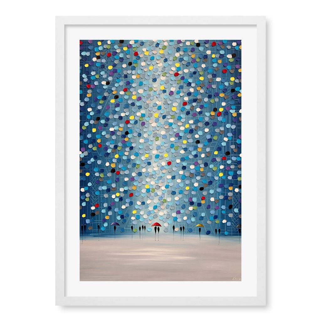 Raindrop Confetti Modern Wall Art Print A4 (21 x 29.7cm) / Matte White Frame / White Border from our Australian Made Framed Wall Art, Prints & Posters collection by Profile Products (Australia) Pty Ltd