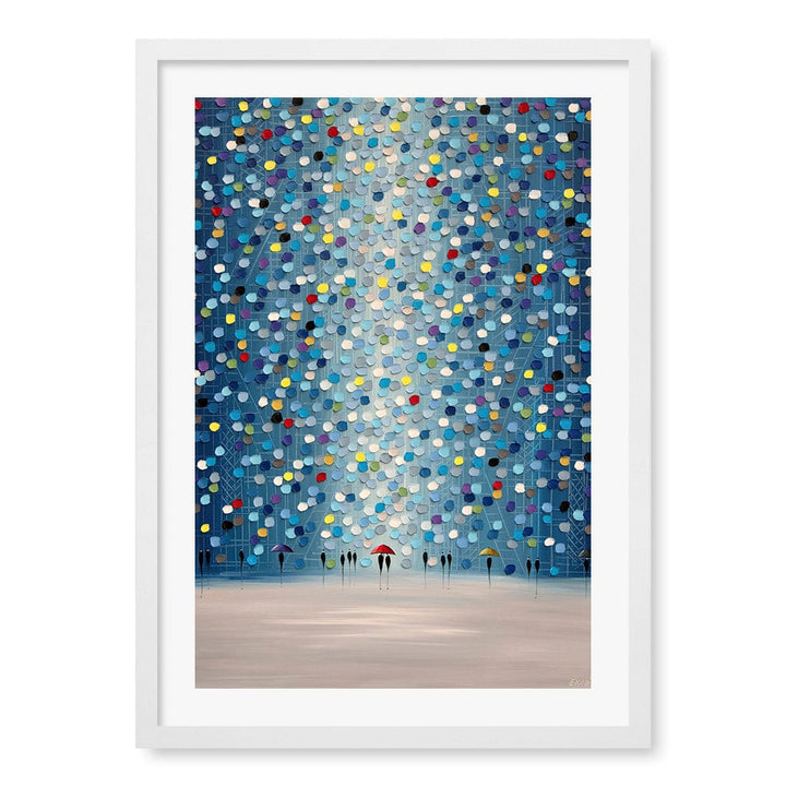 Raindrop Confetti Modern Wall Art Print A4 (21 x 29.7cm) / Matte White Frame / White Border from our Australian Made Framed Wall Art, Prints & Posters collection by Profile Products (Australia) Pty Ltd