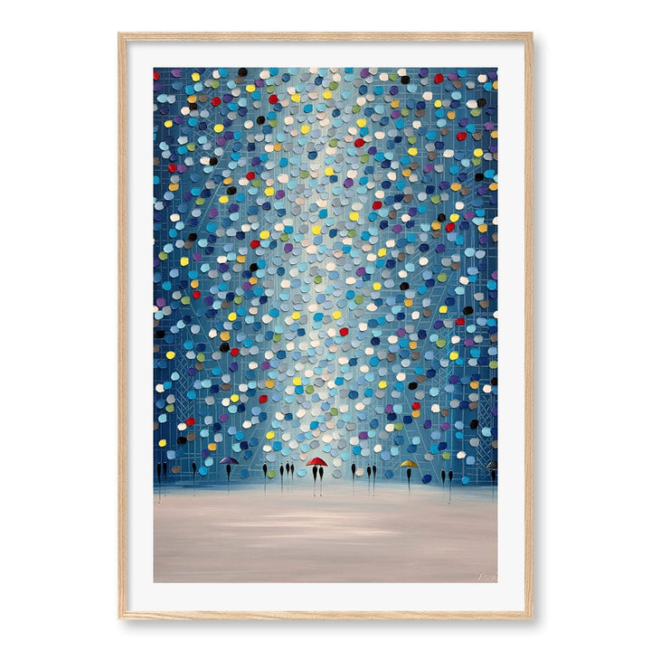 Raindrop Confetti Wall Art Print A0 (84.1 x 118.9cm) / Natural Oak Frame / White Border from our Australian Made Wall Art collection by Profile Australia