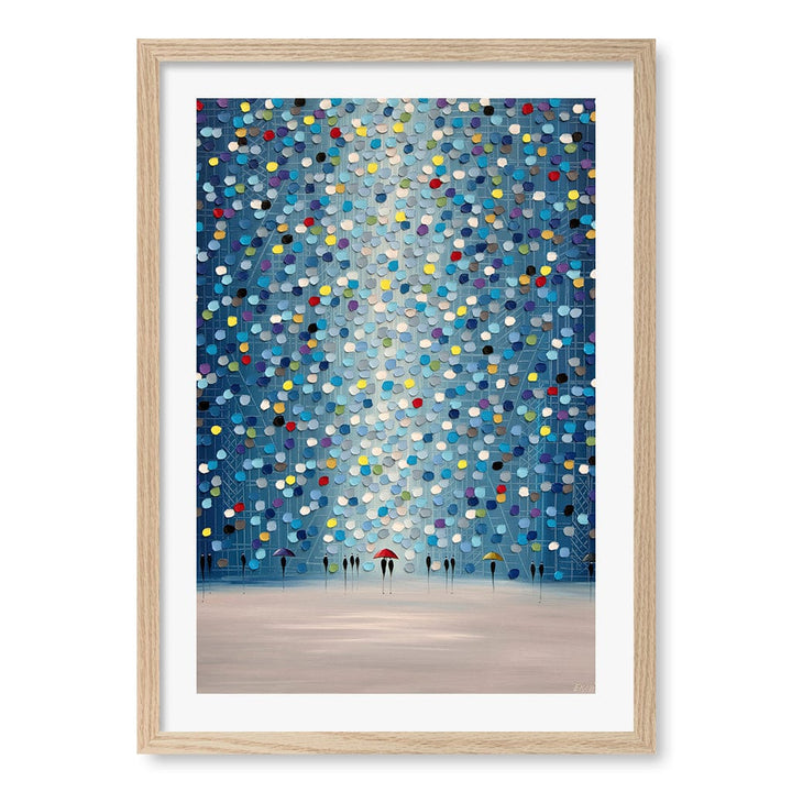 Raindrop Confetti Wall Art Print A2 (42 x 59.4cm) / Natural Oak Frame / White Border from our Australian Made Wall Art collection by Profile Australia