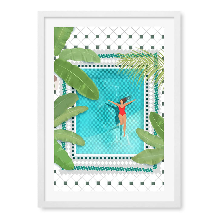 Riad Pool Modern Wall Art Print by Petra Lizde A4 (21 x 29.7cm) / Matte White Frame / White Border from our Australian Made Framed Wall Art, Prints & Posters collection by Profile Products (Australia) Pty Ltd