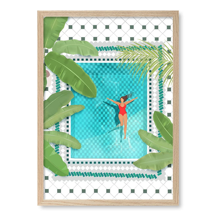 Riad Pool Modern Wall Art Print by Petra Lizde A4 (21 x 29.7cm) / Natural Oak Frame / No Border from our Australian Made Framed Wall Art, Prints & Posters collection by Profile Products (Australia) Pty Ltd