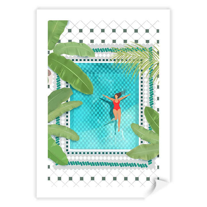 Riad Pool Modern Wall Art Print by Petra Lizde A4 (21 x 29.7cm) / Print Only / White Border from our Australian Made Framed Wall Art, Prints & Posters collection by Profile Products (Australia) Pty Ltd