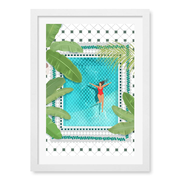Riad Pool Wall Art Print A3 (29.7 x 42cm) / Matte White Frame / White Border from our Australian Made Wall Art collection by Profile Australia