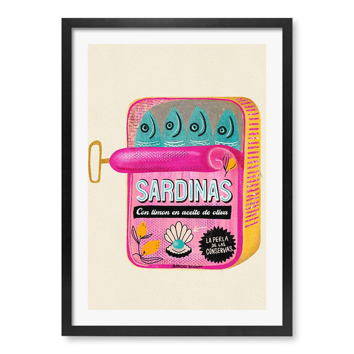 Sardines Tin Can Modern Wall Art Print by Baroo Bloom A4 (21 x 29.7cm) / Matte Black Frame / White Border from our Australian Made Framed Wall Art, Prints & Posters collection by Profile Products (Australia) Pty Ltd