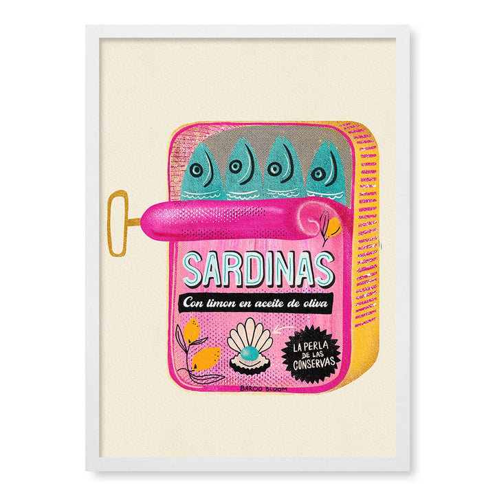 Sardines Tin Can Modern Wall Art Print by Baroo Bloom A4 (21 x 29.7cm) / Matte White Frame / No Border from our Australian Made Framed Wall Art, Prints & Posters collection by Profile Products (Australia) Pty Ltd