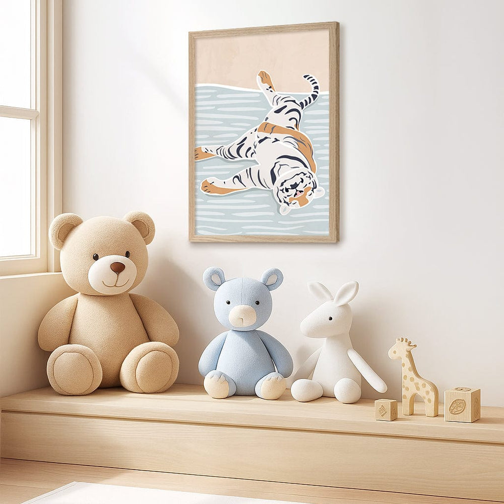 Sleeping Tiger Nursery Wall Art Print from our Australian Made Framed Wall Art, Prints & Posters collection by Profile Products (Australia) Pty Ltd