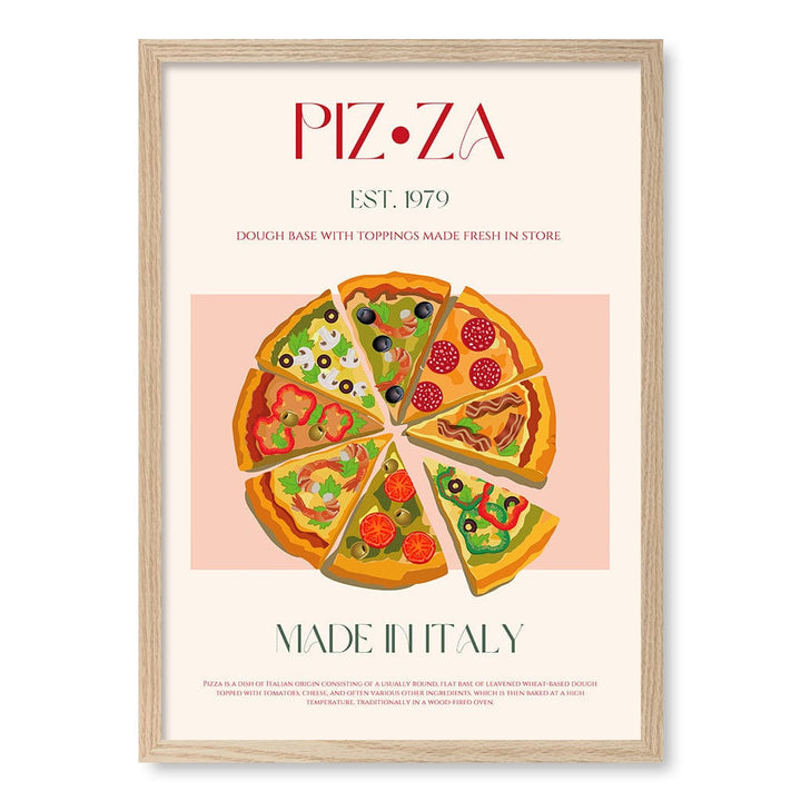 Slices Of Italy Modern Wall Art Print A4 (21 x 29.7cm) / Natural Oak Frame / No Border from our Australian Made Framed Wall Art, Prints & Posters collection by Profile Products (Australia) Pty Ltd