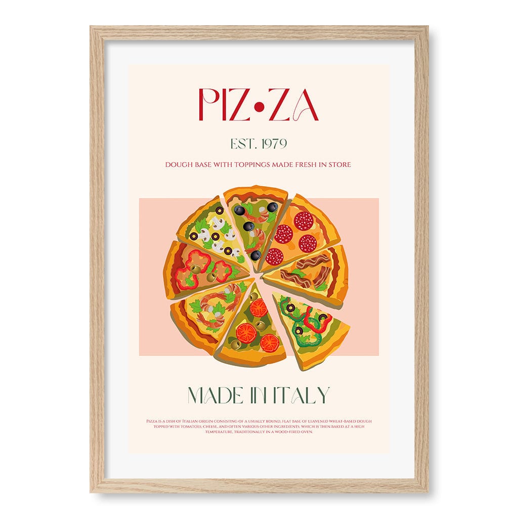 Slices Of Italy Modern Wall Art Print A4 (21 x 29.7cm) / Natural Oak Frame / White Border from our Australian Made Framed Wall Art, Prints & Posters collection by Profile Products (Australia) Pty Ltd