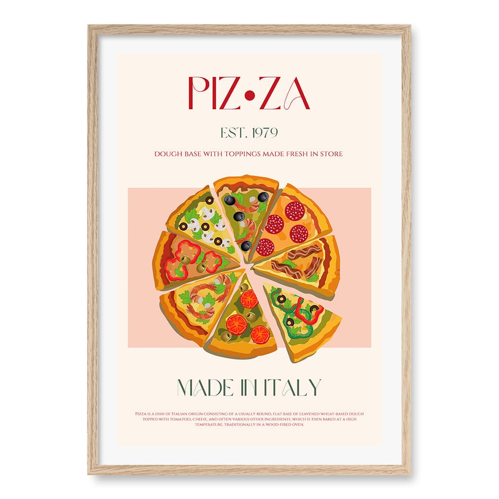 Slices Of Italy Wall Art Print A1 (59.4 x 84.1cm) / Natural Oak Frame / White Border from our Australian Made Wall Art collection by Profile Australia