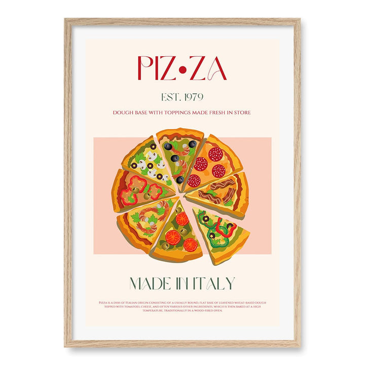 Slices Of Italy Wall Art Print A1 (59.4 x 84.1cm) / Natural Oak Frame / White Border from our Australian Made Wall Art collection by Profile Australia