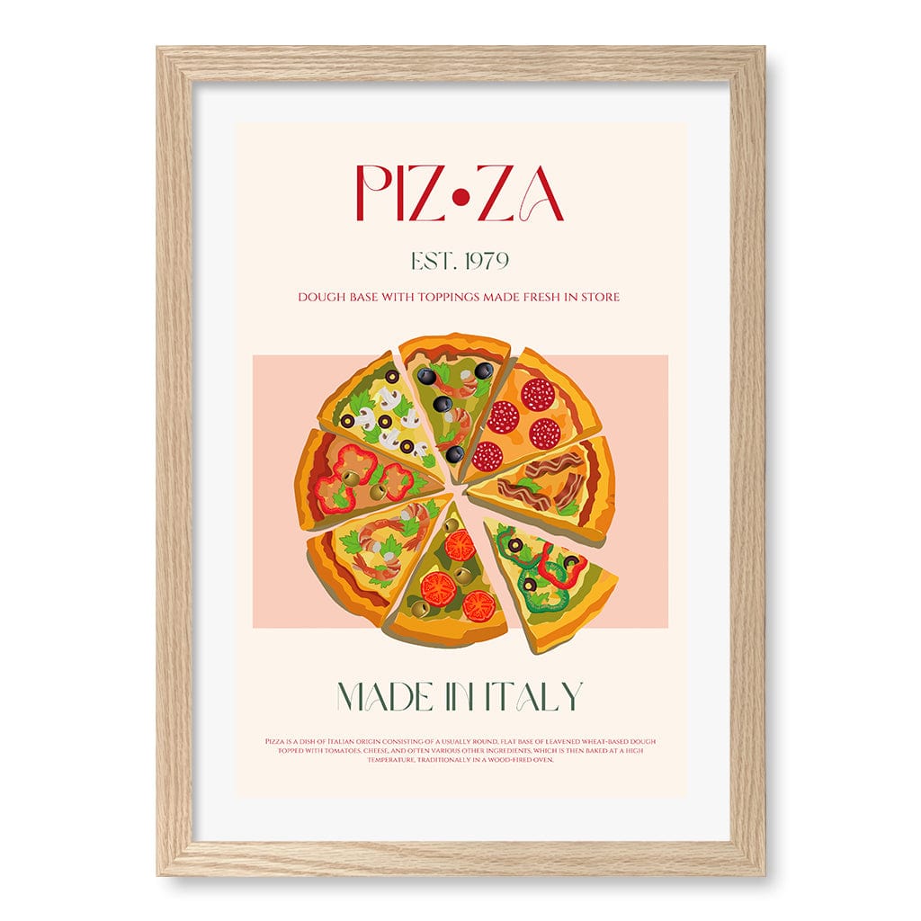 Slices Of Italy Wall Art Print A3 (29.7 x 42cm) / Natural Oak Frame / White Border from our Australian Made Wall Art collection by Profile Australia