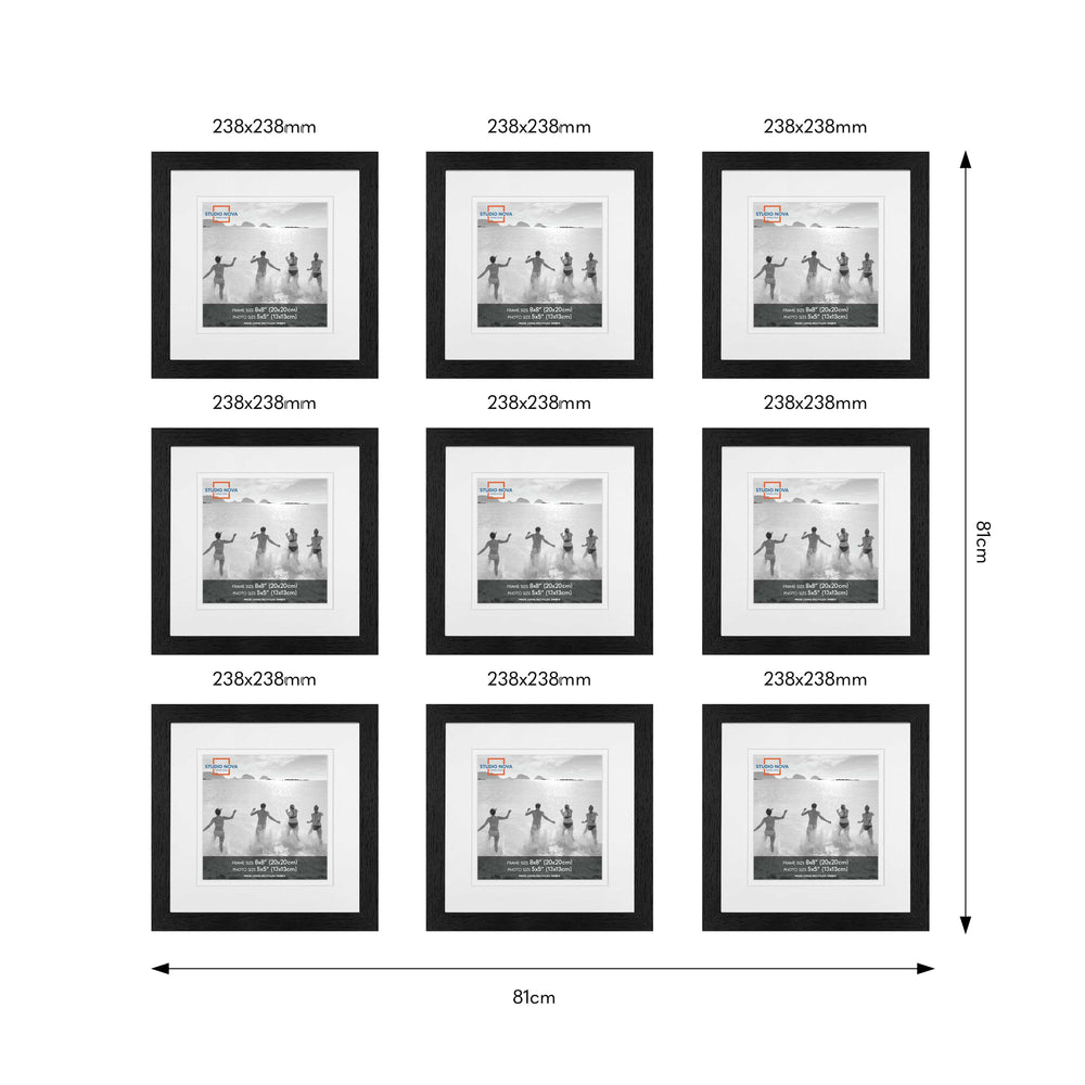 Studio Nova Gallery Photo Wall Square Frame Set (9 Piece) from our Studio Nova Gallery Photo Wall Frame Sets collection by Profile Products (Australia) Pty Ltd