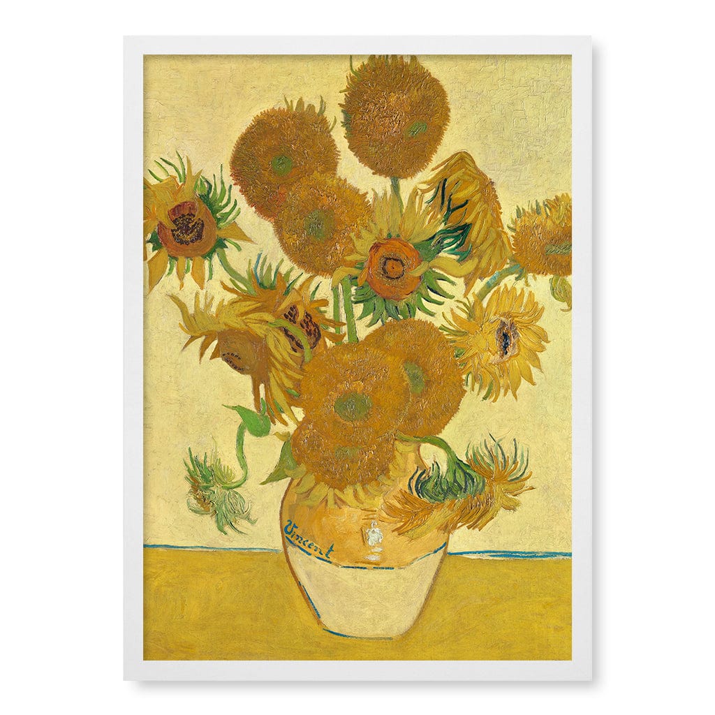 Sunflowers - Vincent van Gogh Art Print A4 (21 x 29.7cm) / Matte White Frame / No Border from our Australian Made Framed Wall Art, Prints & Posters collection by Profile Products (Australia) Pty Ltd