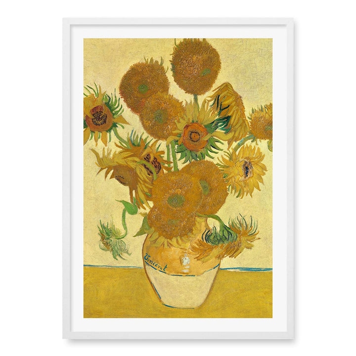 Sunflowers Wall Art Print A1 (59.4 x 84.1cm) / Matte White Frame / White Border from our Australian Made Wall Art collection by Profile Australia