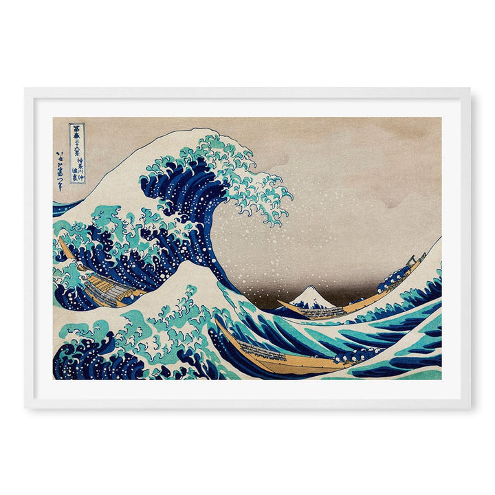 The Great Wave Off Kanagawa Wall Art Print A1 (59.4 x 84.1cm) / Matte White Frame / White Border from our Australian Made Wall Art collection by Profile Australia
