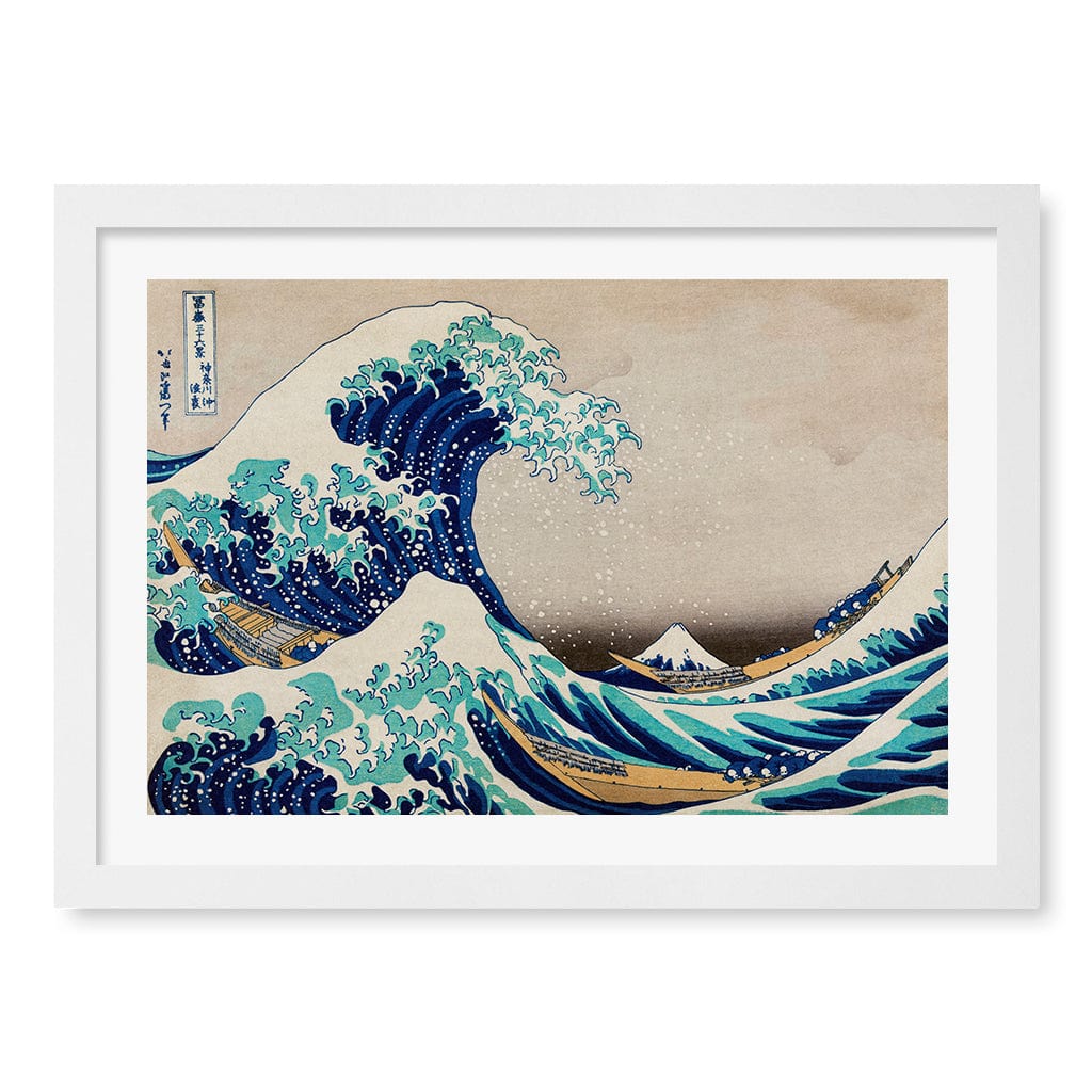 The Great Wave Off Kanagawa Wall Art Print A3 (29.7 x 42cm) / Matte White Frame / White Border from our Australian Made Wall Art collection by Profile Australia