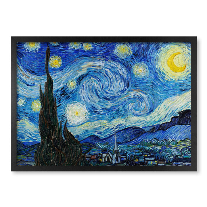 The Starry Night - Vincent van Gogh Art Print A4 (21 x 29.7cm) / Matte Black Frame / No Border from our Australian Made Framed Wall Art, Prints & Posters collection by Profile Products (Australia) Pty Ltd